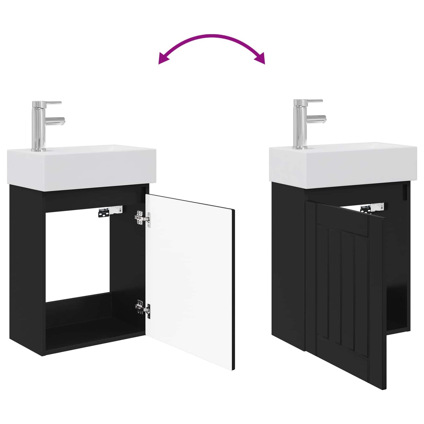 Bathroom Vanity Unit with Tap Black 45.5 x 25.5 x 84 cm