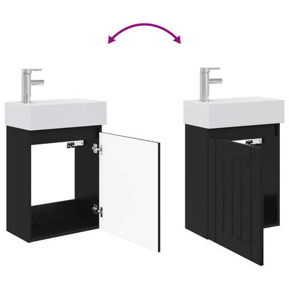 Bathroom Vanity Unit with Tap Black 45.5 x 25.5 x 84 cm
