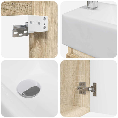 Bathroom Vanity Unit with Tap Sonoma Oak 45.5 x 25.5 x 84 cm