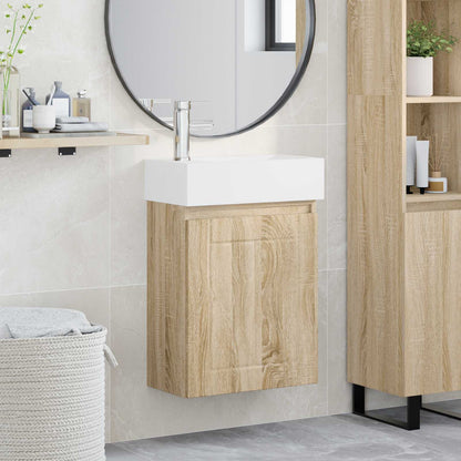 Bathroom Vanity Unit with Tap Sonoma Oak 45.5 x 25.5 x 84 cm