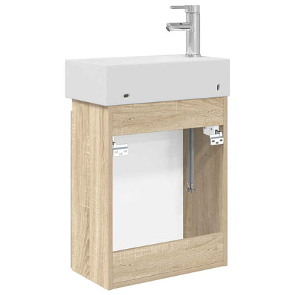 Bathroom Vanity Unit with Tap Sonoma Oak 45.5 x 25.5 x 84 cm