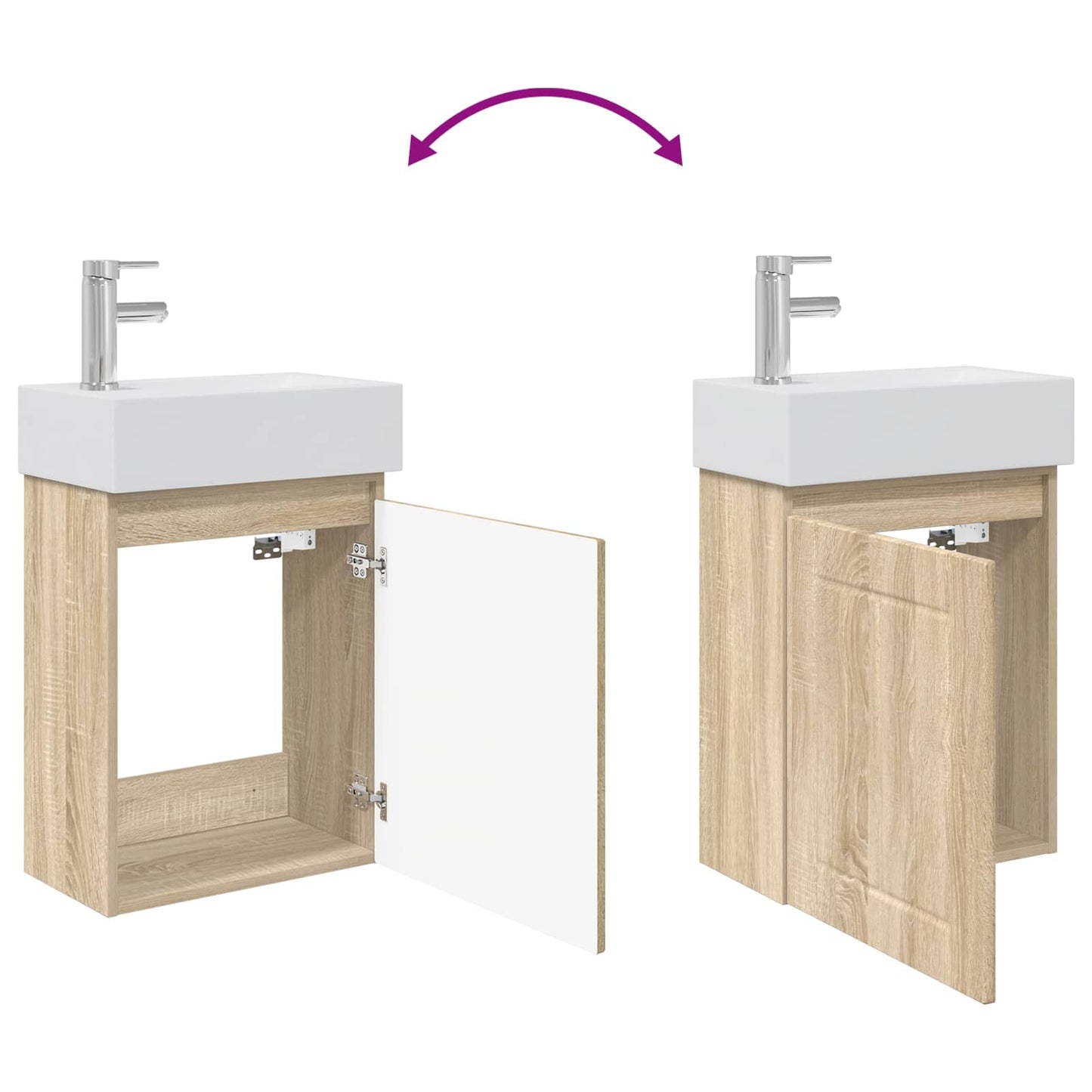 Bathroom Vanity Unit with Tap Sonoma Oak 45.5 x 25.5 x 84 cm
