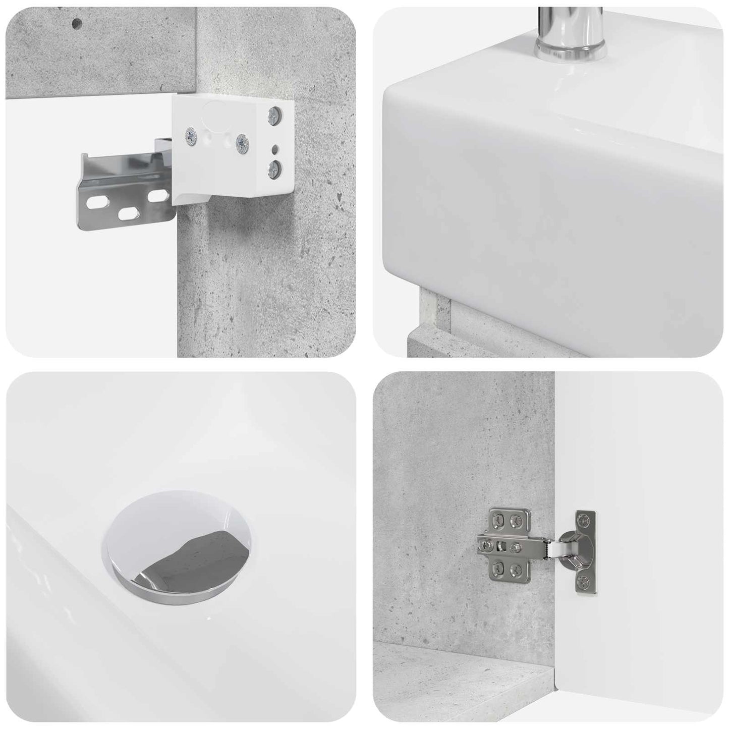 Bathroom Vanity Unit with Tap Concrete Grey 45.5 x 25.5 x 84 cm