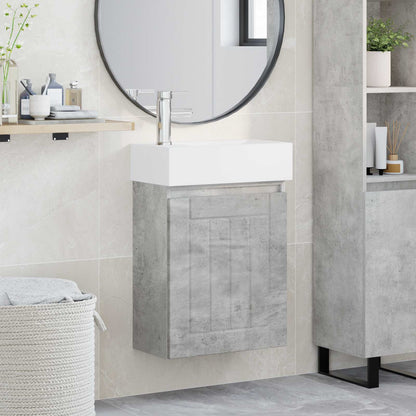 Bathroom Vanity Unit with Tap Concrete Grey 45.5 x 25.5 x 84 cm