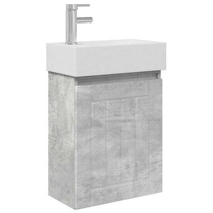 Bathroom Vanity Unit with Tap Concrete Grey 45.5 x 25.5 x 84 cm