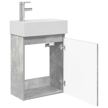 Bathroom Vanity Unit with Tap Concrete Grey 45.5 x 25.5 x 84 cm