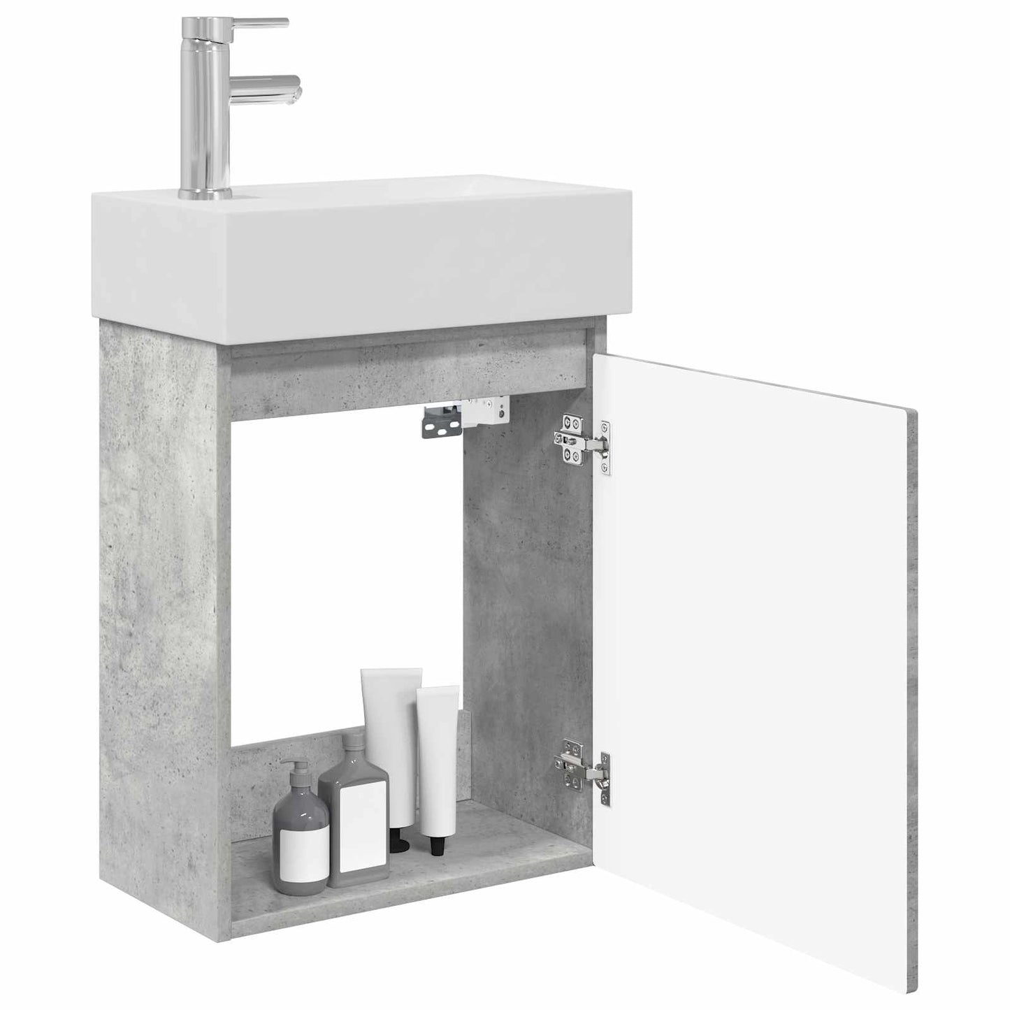 Bathroom Vanity Unit with Tap Concrete Grey 45.5 x 25.5 x 84 cm