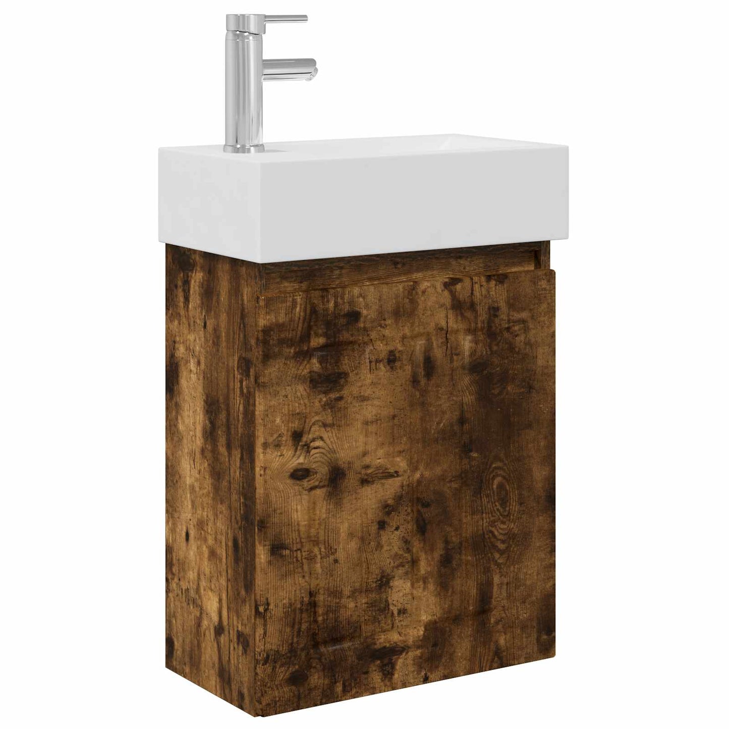 Bathroom Vanity Unit with Tap Smoked Oak 45.5 x 25.5 x 84 cm
