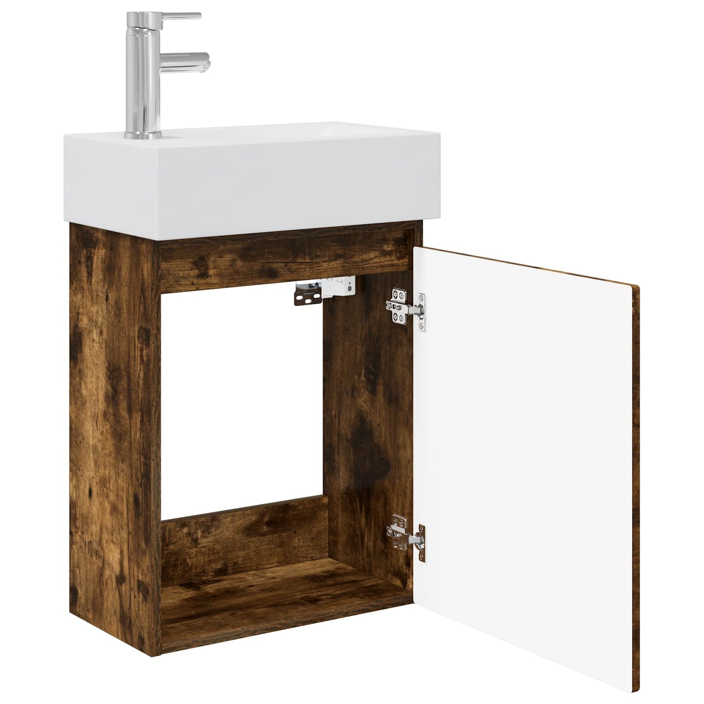 Bathroom Vanity Unit with Tap Smoked Oak 45.5 x 25.5 x 84 cm