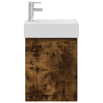 Bathroom Vanity Unit with Tap Smoked Oak 45.5 x 25.5 x 84 cm