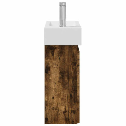 Bathroom Vanity Unit with Tap Smoked Oak 45.5 x 25.5 x 84 cm