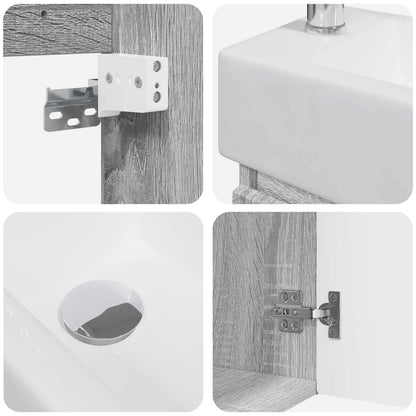 Bathroom Vanity Unit with Tap Grey Sonoma 45.5 x 25.5 x 84 cm