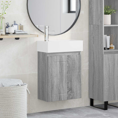 Bathroom Vanity Unit with Tap Grey Sonoma 45.5 x 25.5 x 84 cm
