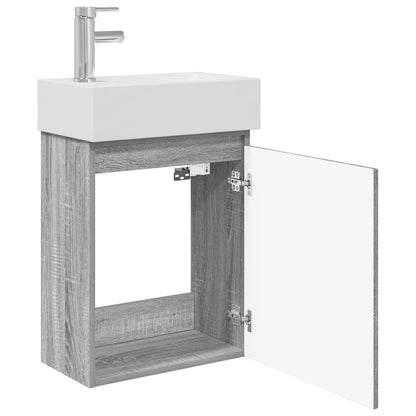 Bathroom Vanity Unit with Tap Grey Sonoma 45.5 x 25.5 x 84 cm