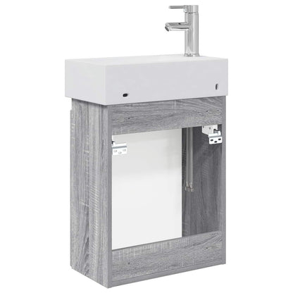 Bathroom Vanity Unit with Tap Grey Sonoma 45.5 x 25.5 x 84 cm
