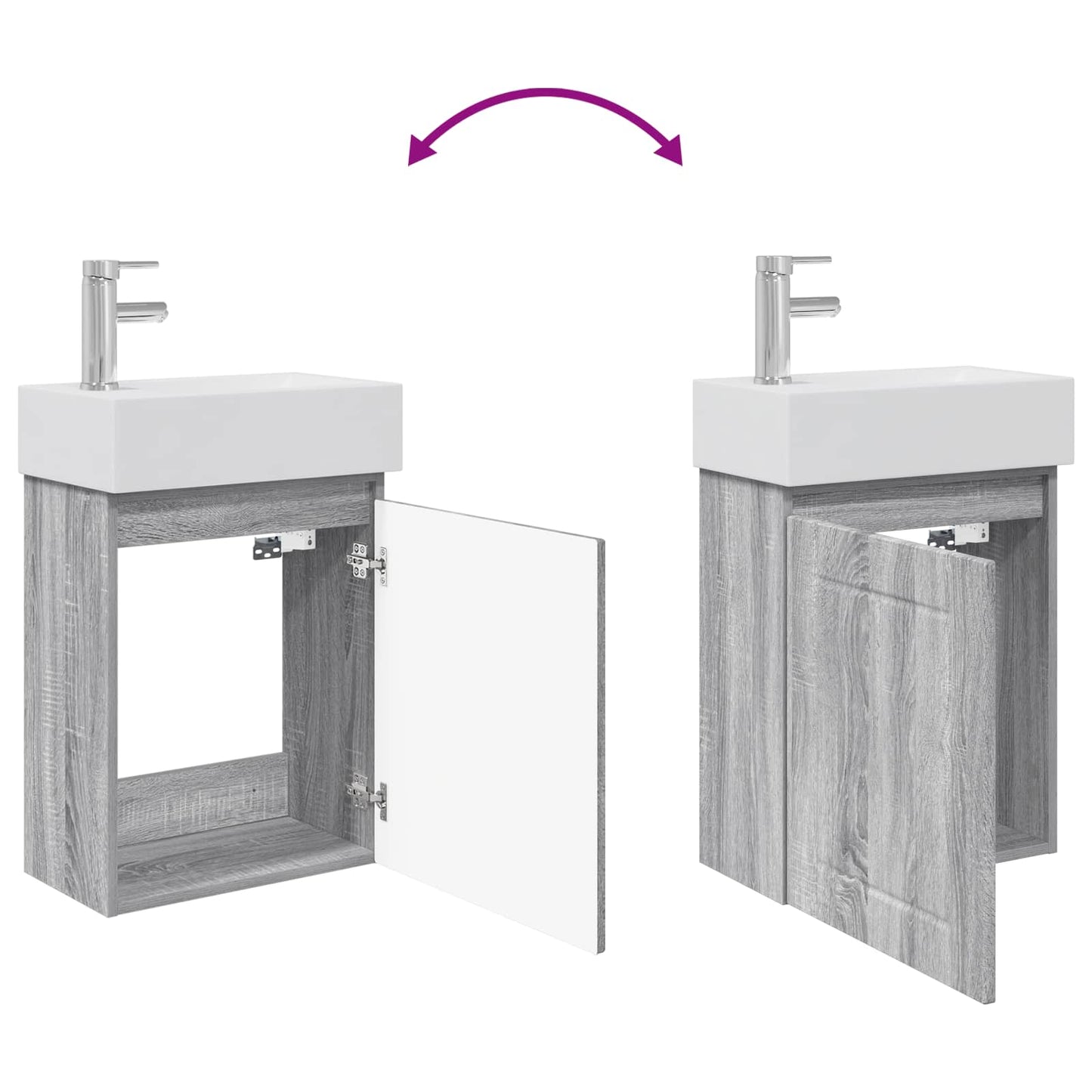 Bathroom Vanity Unit with Tap Grey Sonoma 45.5 x 25.5 x 84 cm