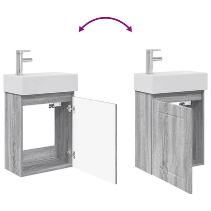 Bathroom Vanity Unit with Tap Grey Sonoma 45.5 x 25.5 x 84 cm