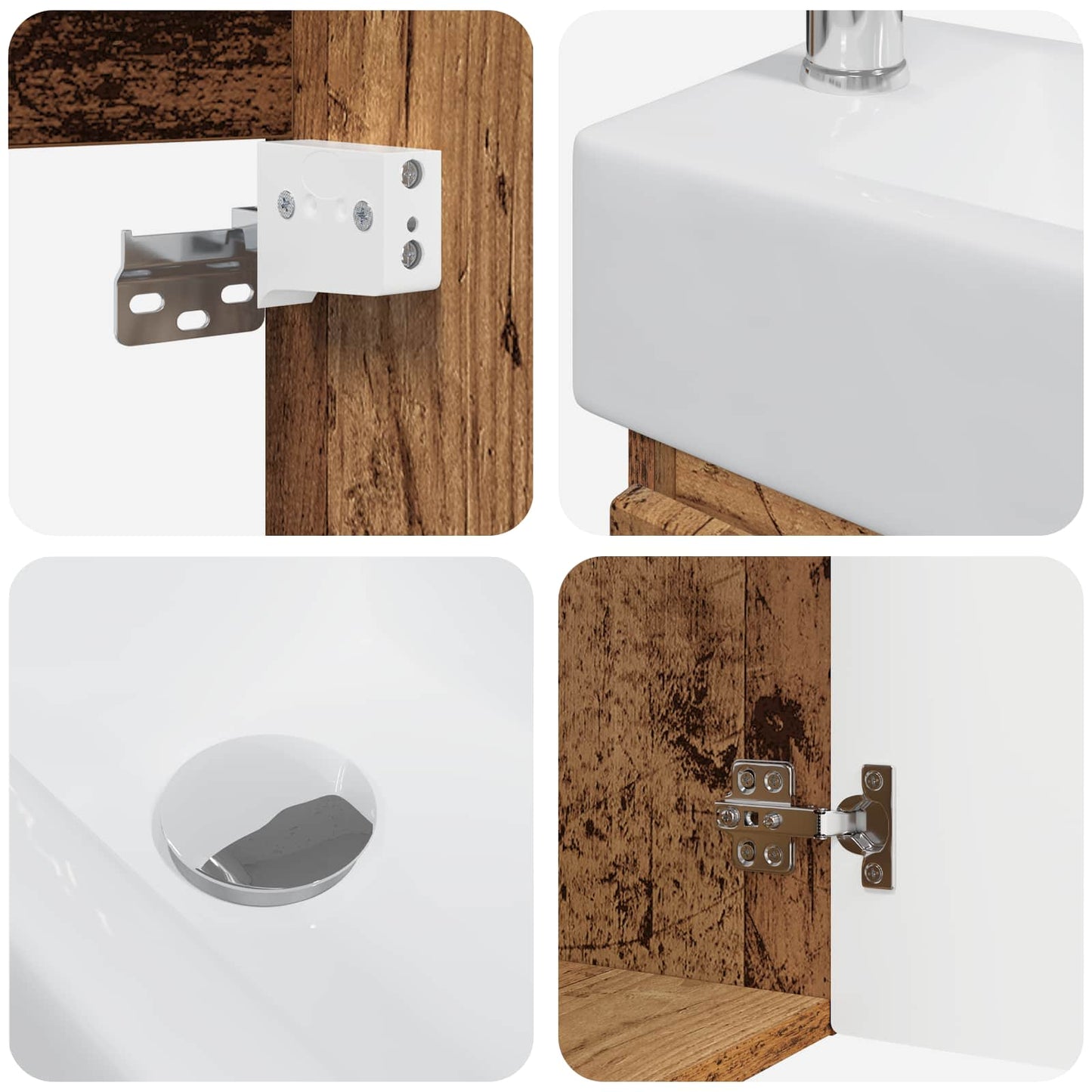 Bathroom Vanity Unit with Tap Old Wood 45.5 x 25.5 x 84 cm