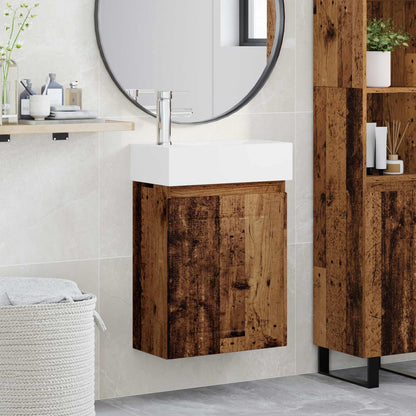 Bathroom Vanity Unit with Tap Old Wood 45.5 x 25.5 x 84 cm
