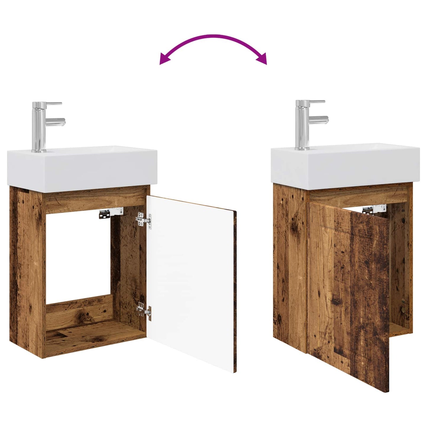 Bathroom Vanity Unit with Tap Old Wood 45.5 x 25.5 x 84 cm