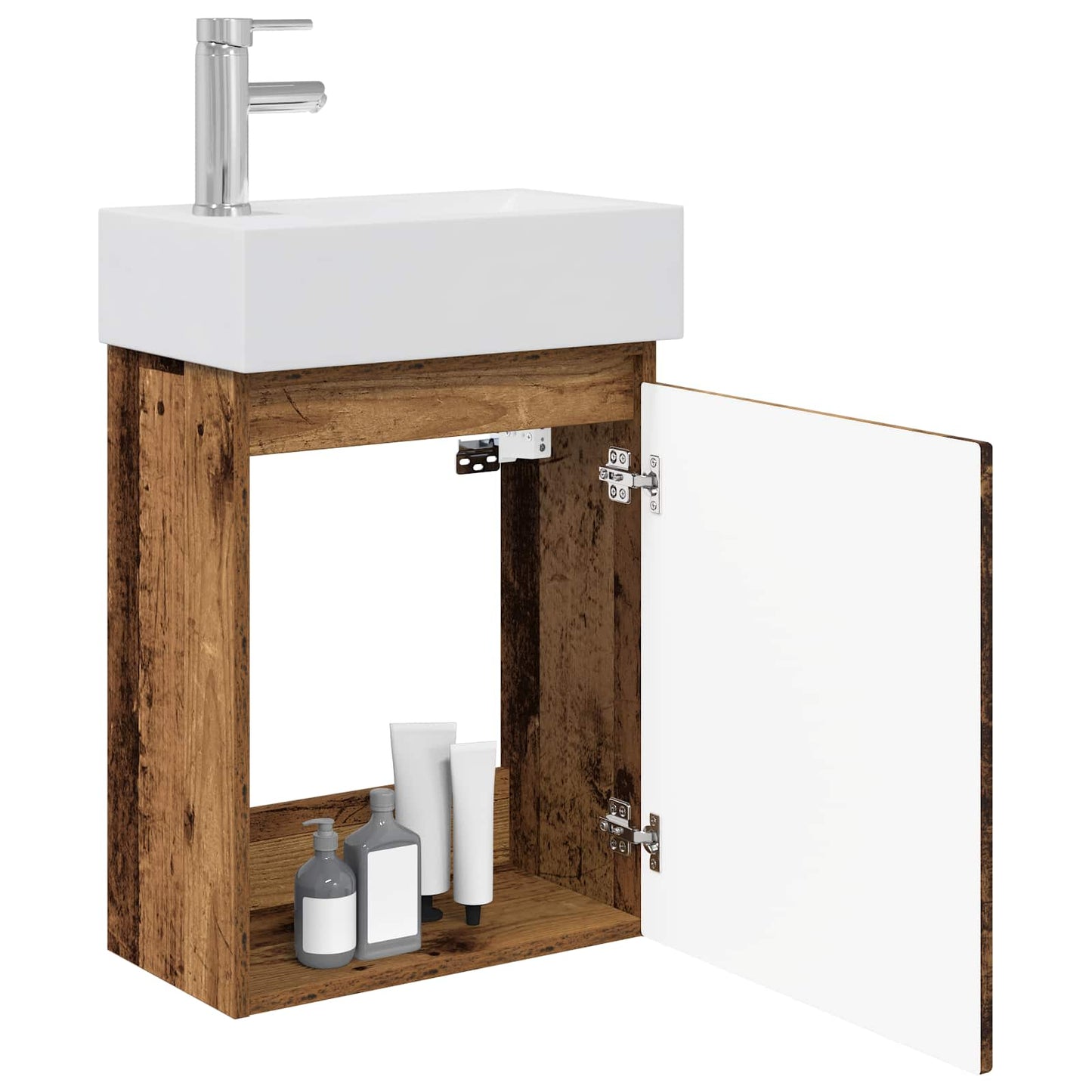 Bathroom Vanity Unit with Tap Old Wood 45.5 x 25.5 x 84 cm