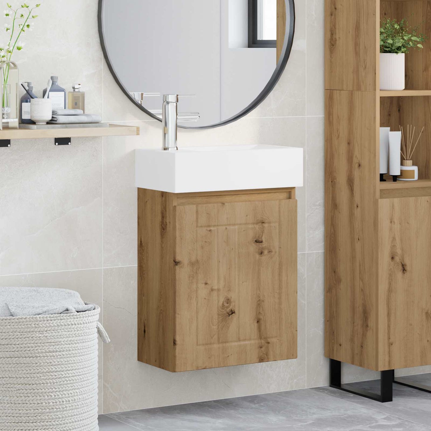 Bathroom Vanity Unit with Tap Artisan Oak 45.5 x 25.5 x 84 cm