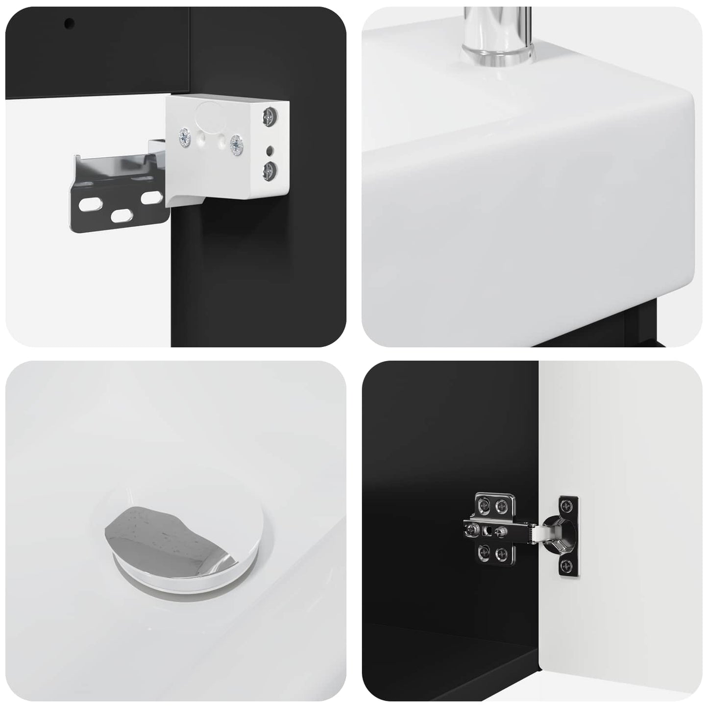 Bathroom Vanity Unit with Tap Black 45.5 x 25.5 x 84 cm