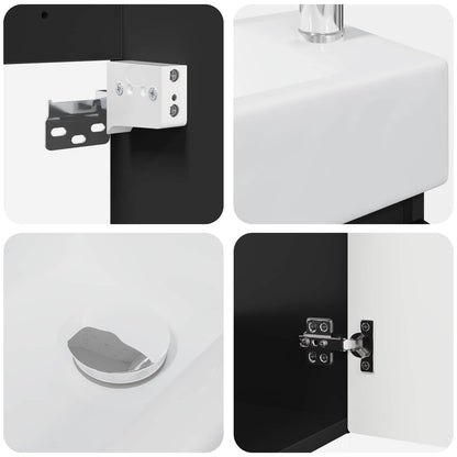 Bathroom Vanity Unit with Tap Black 45.5 x 25.5 x 84 cm