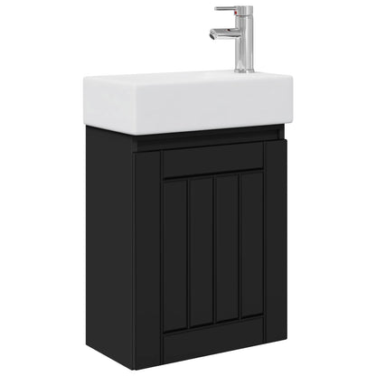 Bathroom Vanity Unit with Tap Black 45.5 x 25.5 x 84 cm