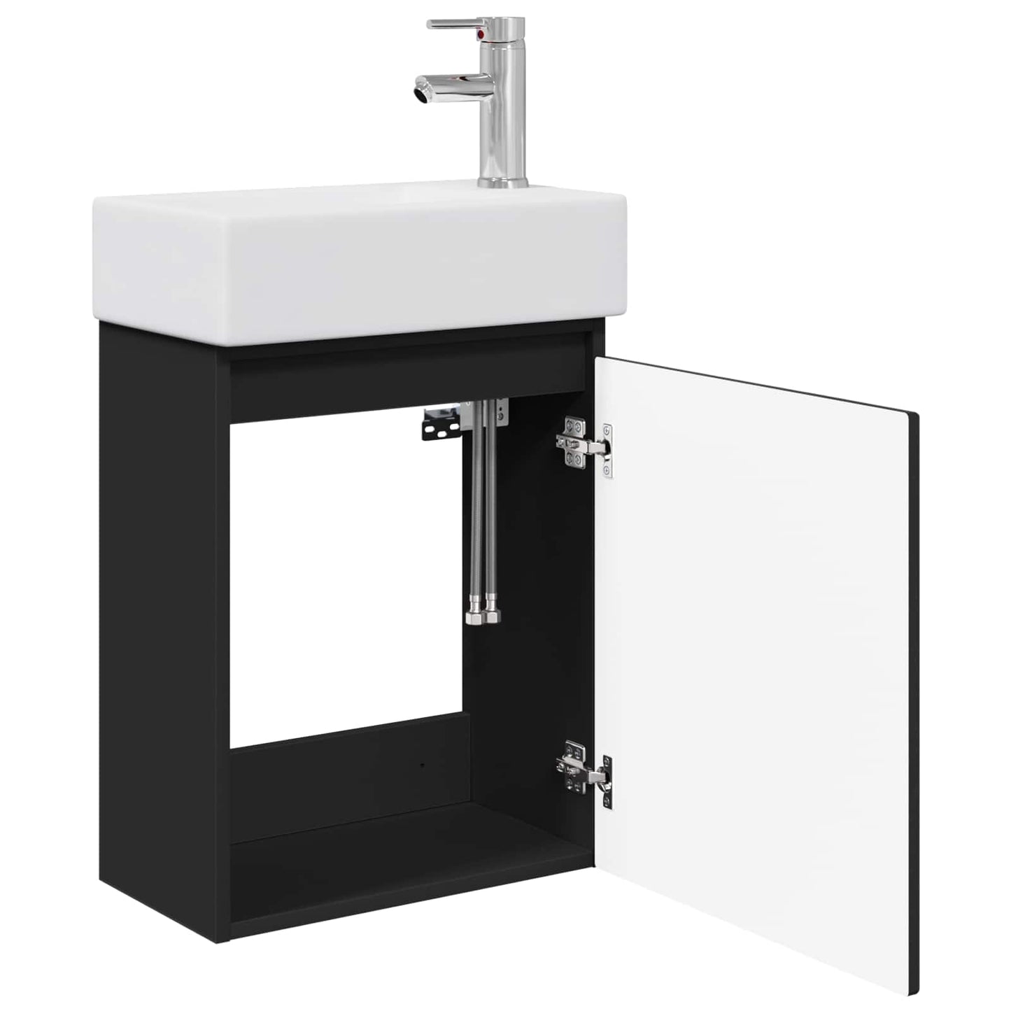 Bathroom Vanity Unit with Tap Black 45.5 x 25.5 x 84 cm