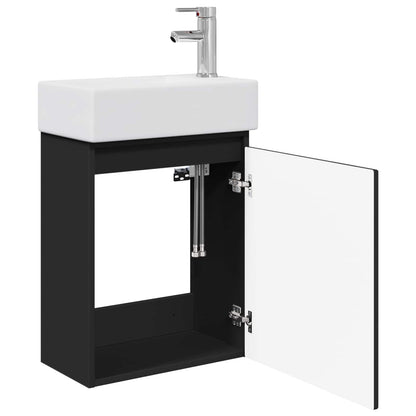 Bathroom Vanity Unit with Tap Black 45.5 x 25.5 x 84 cm