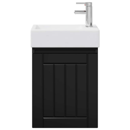Bathroom Vanity Unit with Tap Black 45.5 x 25.5 x 84 cm