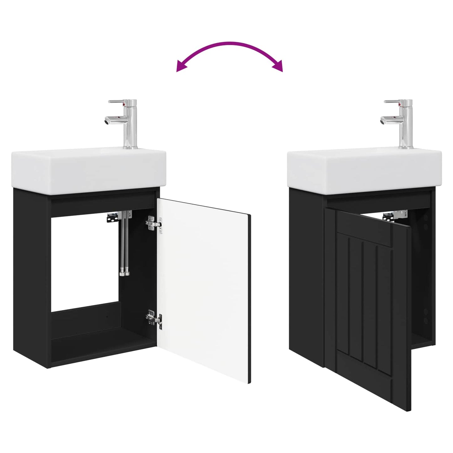 Bathroom Vanity Unit with Tap Black 45.5 x 25.5 x 84 cm