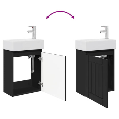 Bathroom Vanity Unit with Tap Black 45.5 x 25.5 x 84 cm
