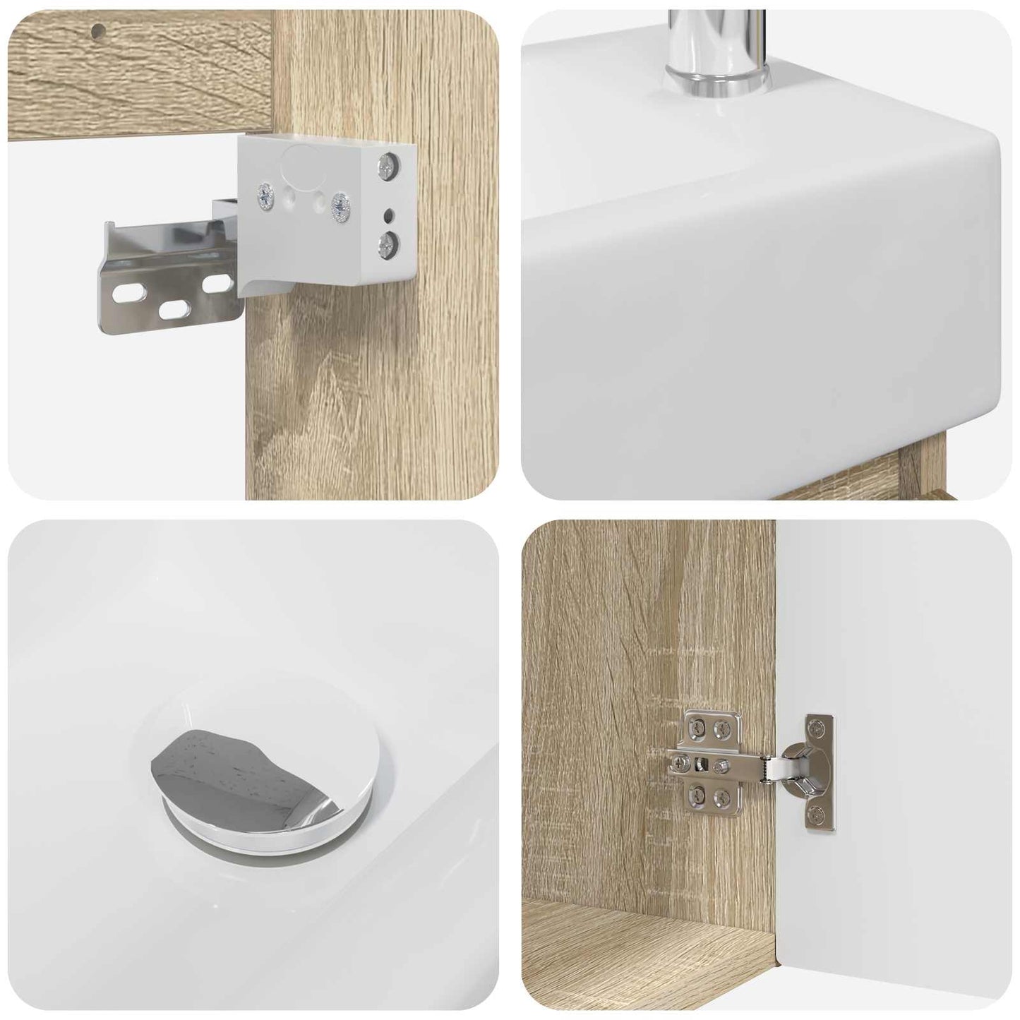 Bathroom Vanity Unit with Tap Sonoma Oak 45.5 x 25.5 x 84 cm
