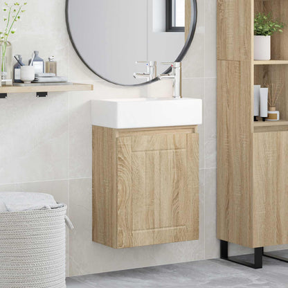 Bathroom Vanity Unit with Tap Sonoma Oak 45.5 x 25.5 x 84 cm