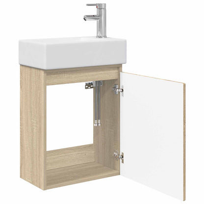 Bathroom Vanity Unit with Tap Sonoma Oak 45.5 x 25.5 x 84 cm