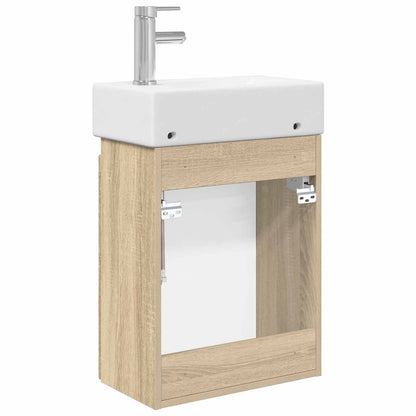 Bathroom Vanity Unit with Tap Sonoma Oak 45.5 x 25.5 x 84 cm