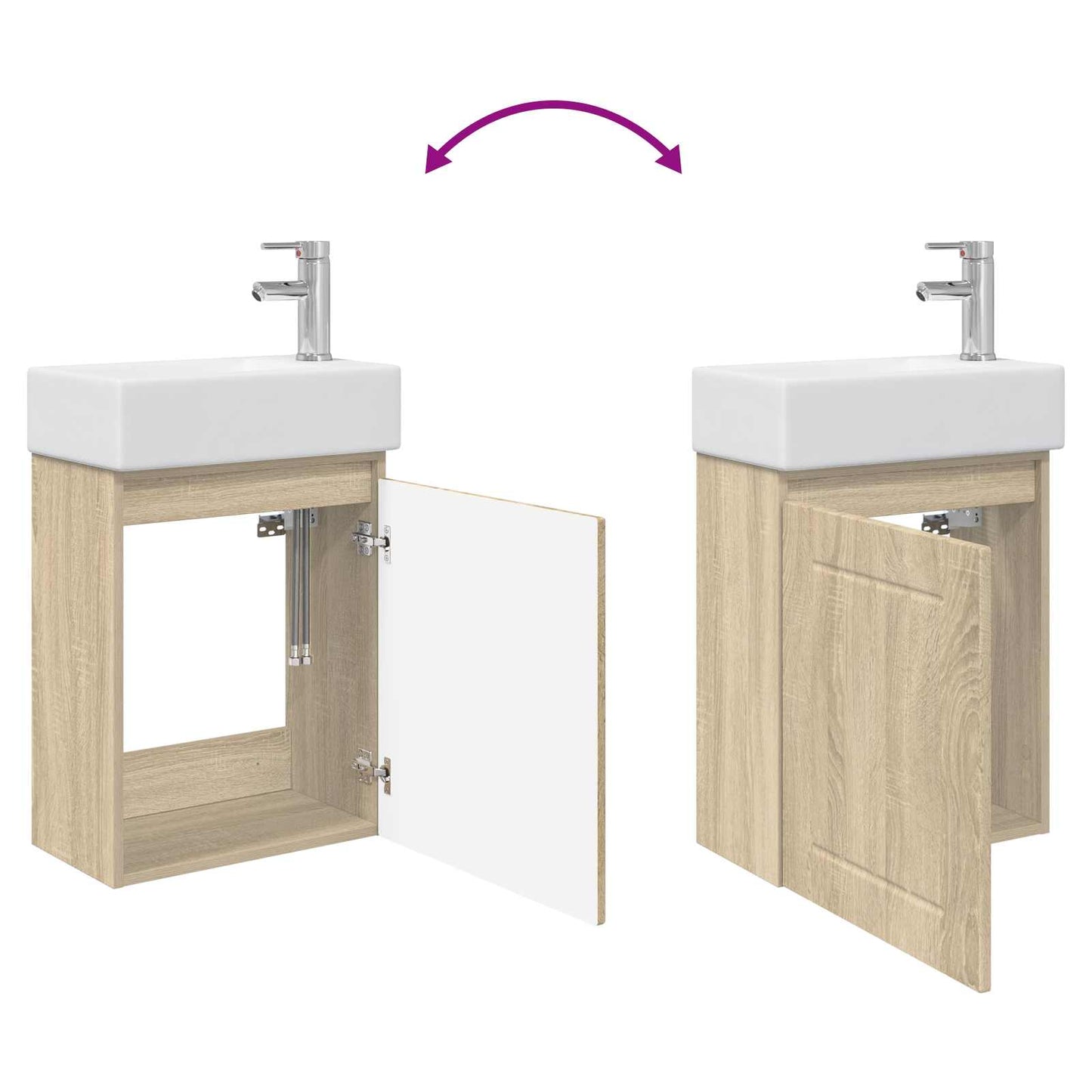 Bathroom Vanity Unit with Tap Sonoma Oak 45.5 x 25.5 x 84 cm