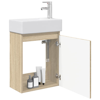Bathroom Vanity Unit with Tap Sonoma Oak 45.5 x 25.5 x 84 cm