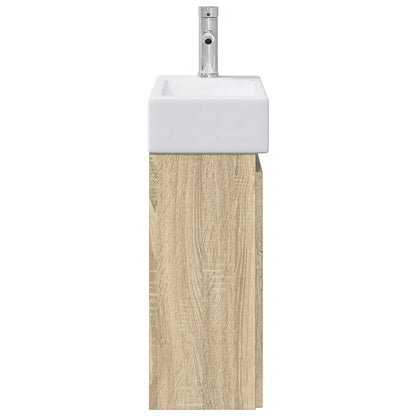 Bathroom Vanity Unit with Tap Sonoma Oak 45.5 x 25.5 x 84 cm