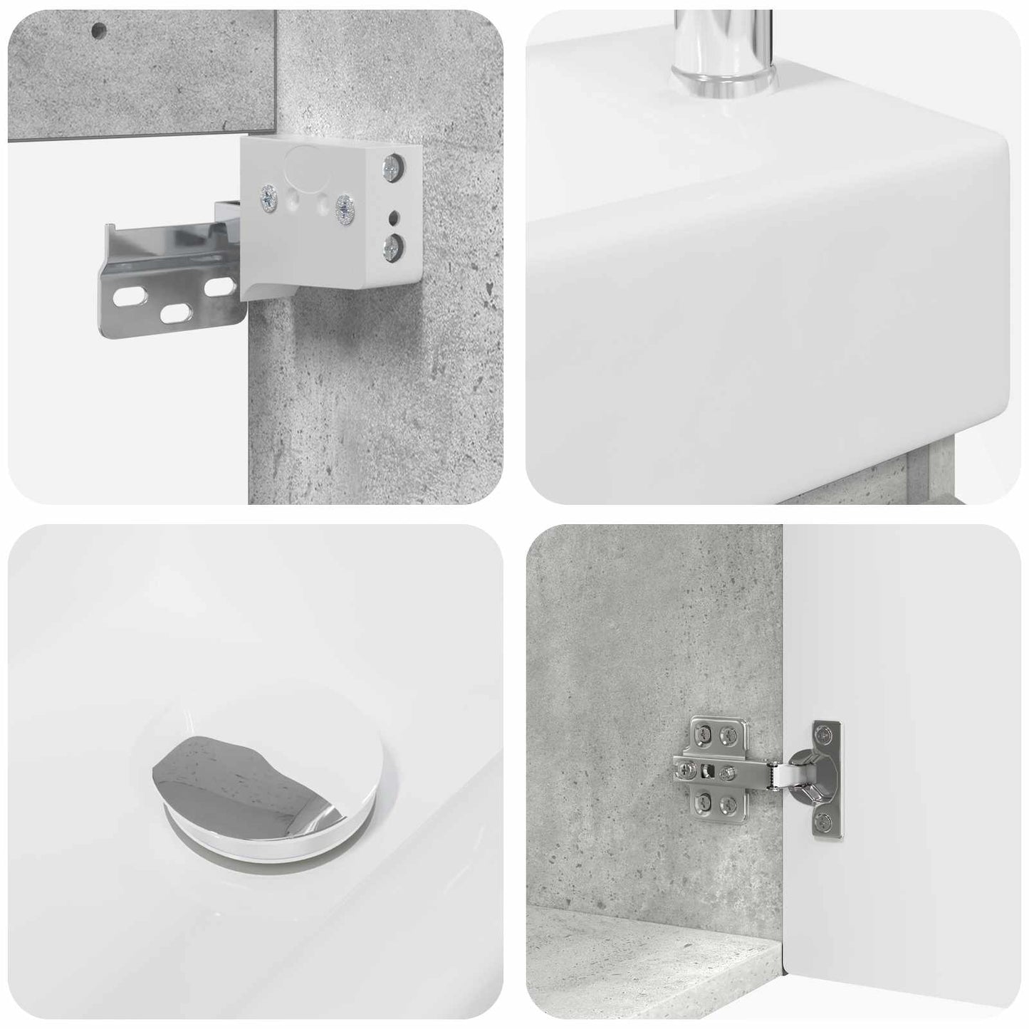 Bathroom Vanity Unit with Tap Concrete Grey 45.5 x 25.5 x 84 cm