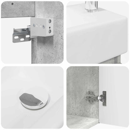 Bathroom Vanity Unit with Tap Concrete Grey 45.5 x 25.5 x 84 cm