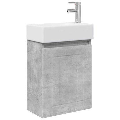 Bathroom Vanity Unit with Tap Concrete Grey 45.5 x 25.5 x 84 cm
