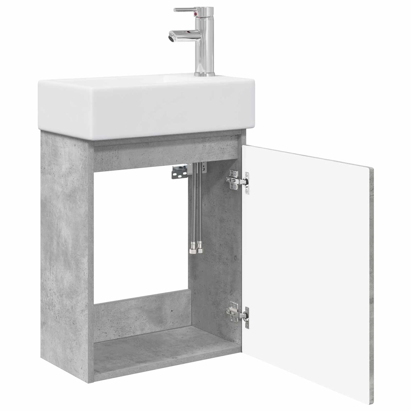 Bathroom Vanity Unit with Tap Concrete Grey 45.5 x 25.5 x 84 cm
