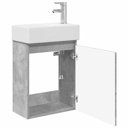 Bathroom Vanity Unit with Tap Concrete Grey 45.5 x 25.5 x 84 cm