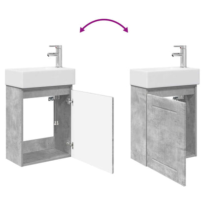 Bathroom Vanity Unit with Tap Concrete Grey 45.5 x 25.5 x 84 cm