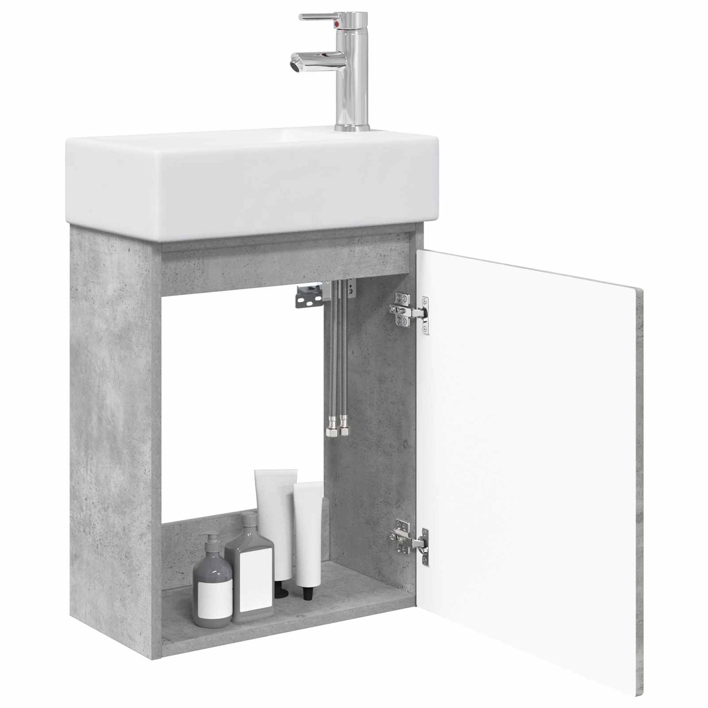 Bathroom Vanity Unit with Tap Concrete Grey 45.5 x 25.5 x 84 cm