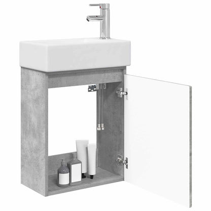 Bathroom Vanity Unit with Tap Concrete Grey 45.5 x 25.5 x 84 cm