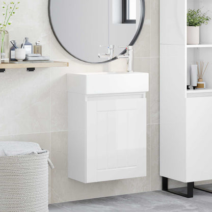Bathroom Vanity Unit with Tap High Gloss White